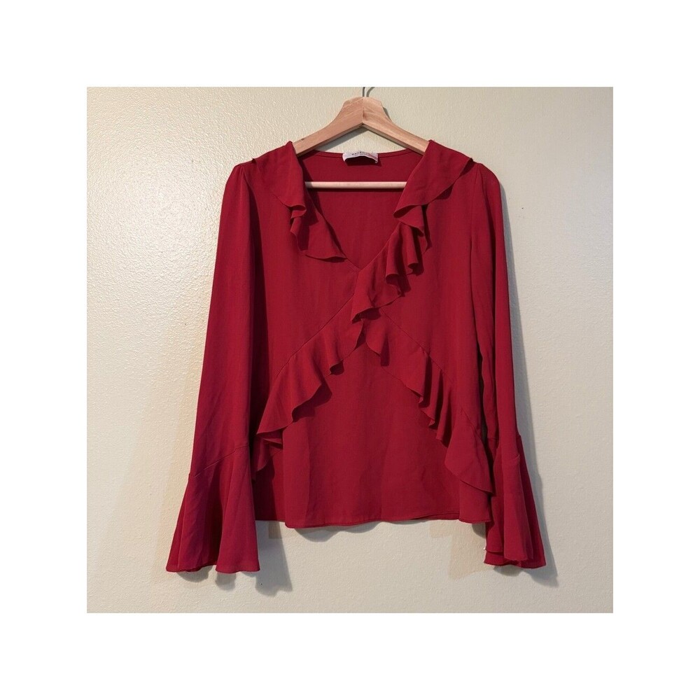 BAILEY/44 Women's Red Ruffle Long Sleeve Blouse XS